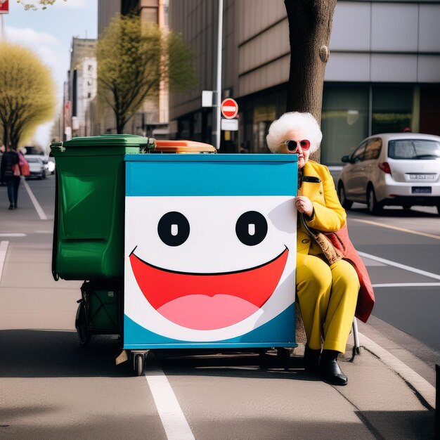 Straßenfoto mit dem Gesicht einer älteren Dame, Straßenfoto mit einem Gesicht eines älteren Mädchens