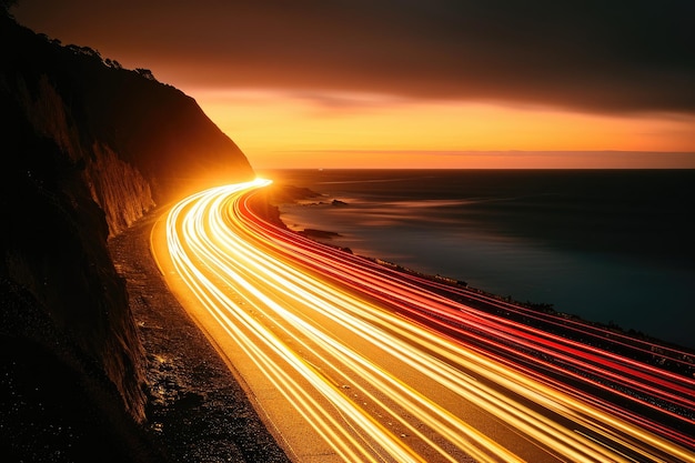 Straßenlichtverkehr Stadtlandschaft Hintergrund Generative KI