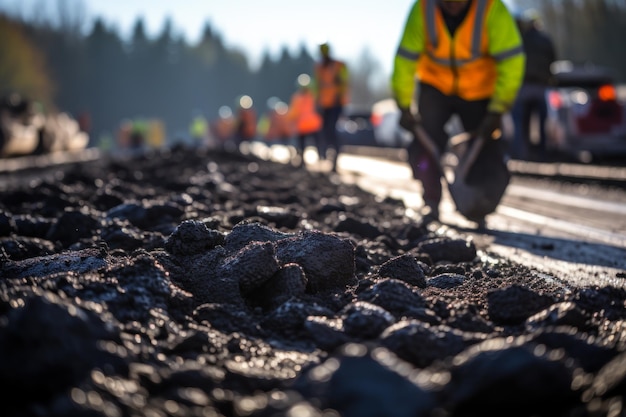 Straßenreparatur Asphaltbelag generative KI