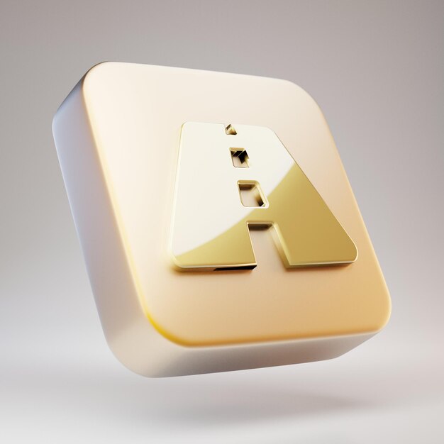 Straßensymbol. Golden Road-Symbol auf mattgoldener Platte. 3D-gerendertes Social Media-Symbol.