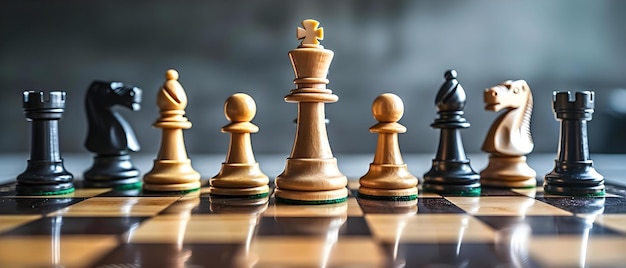 Strategische Schachführung Teamarbeit und Triumph-Konzept Strategie-Schachführung Temarbeit Triumph