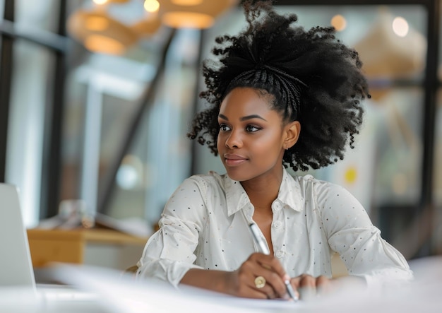 Strategische und kreative Führung Der Erfolg einer fokussierten schwarzen weiblichen Führungspersönlichkeit
