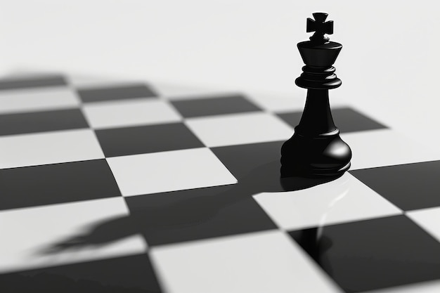 Strategisches Schatten-Schachstück auf beleuchtetem Brett