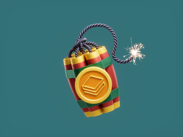 Stratis Dynamite Bombe TNT Detonator Explosive Coin Crypto Währung 3D Illustration Render