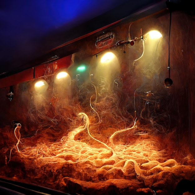 stratocaster smokey dive bar iluminación cálida