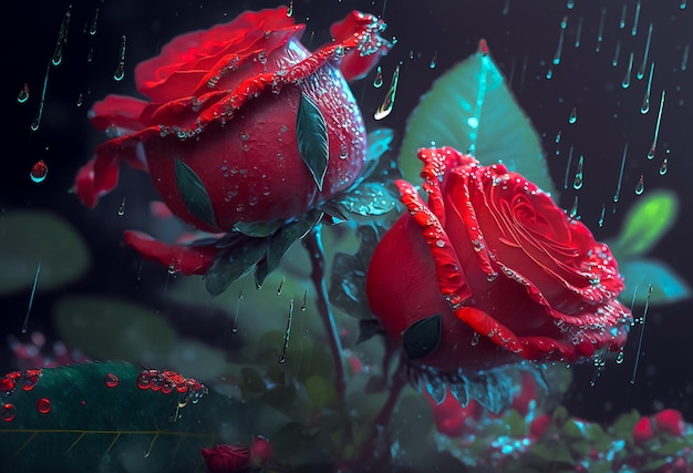 Strauß frischer Rosen blühen heller Hintergrund AI generiert