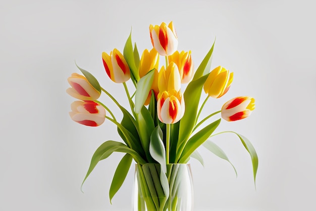 Strauß gelber Tulpen auf weißem Hintergrund