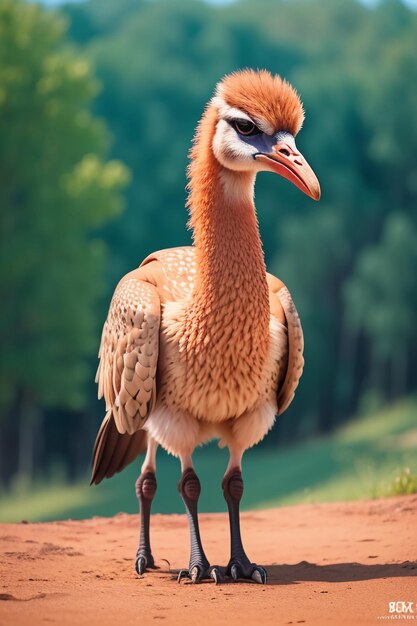 Strauß, großer Vogel, Tier, Tapeten, Hintergrundillustration, starker Körper, der mit hoher Geschwindigkeit läuft