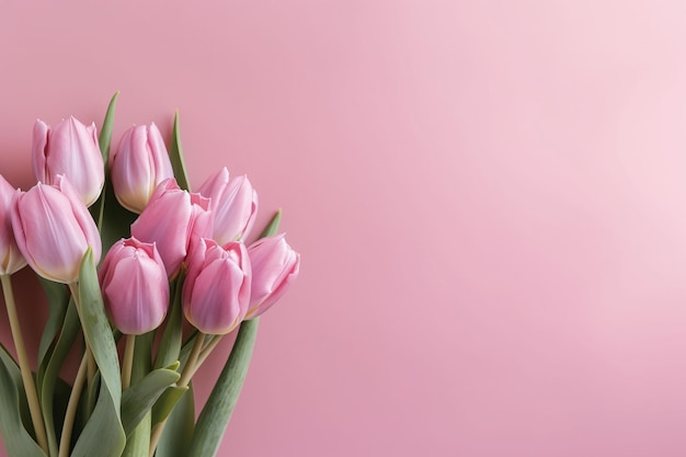 Strauß rosa Tulpen auf pastellrosa Hintergrund