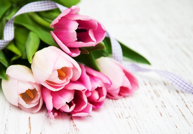 Foto strauß rosa tulpen