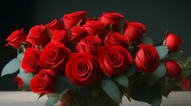Strauß roter Rosen zum Valentinstag