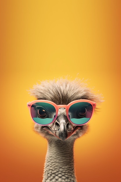 Foto straußvogel tier mit sonnenbrille