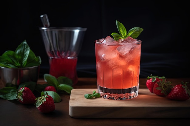 Strawberry Basil Smash Un cóctel afrutado y herbáceo