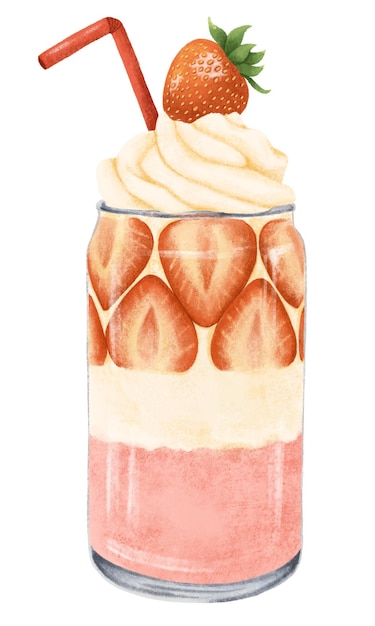 Strawberry parfait png smoothie bebidas ilustração fundo transparente