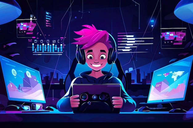 Streamer de videojuegos un hombre con un juego