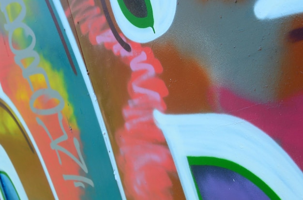 Street Art abstraktes Hintergrundbild eines Fragments einer farbigen Graffiti-Malerei in modischer