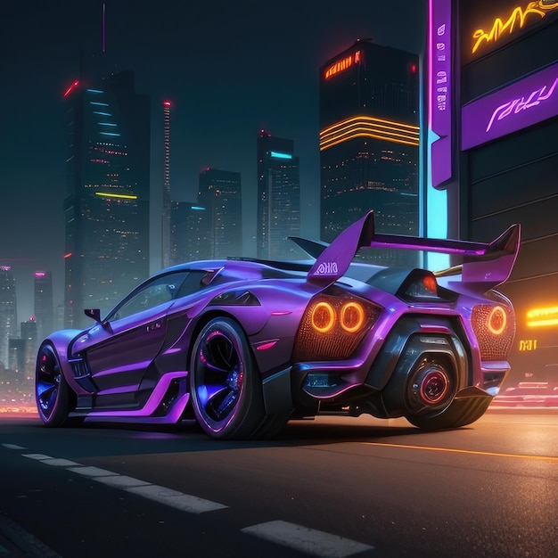 Street Sport car night Generative ai