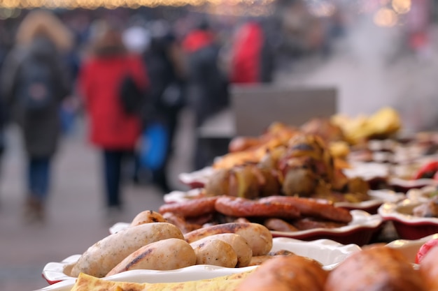 Street trading Natal grelhados de carne e petiscos vegetais