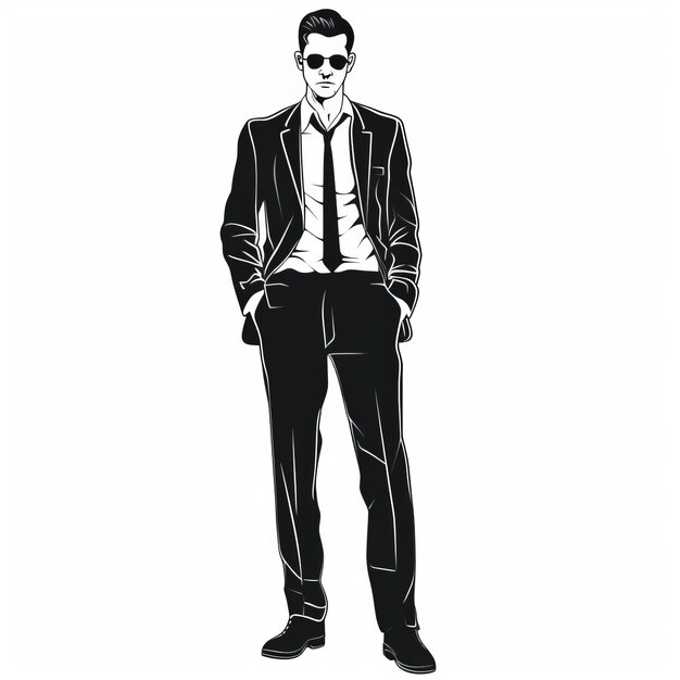 Streetwise Style Una ilustración elegante de un joven hombre de negocios en traje