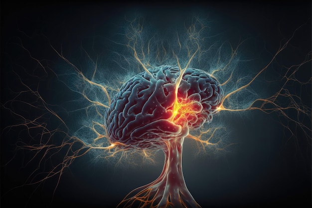 Stress oder Neuron im Gehirn Neurologiekonzept