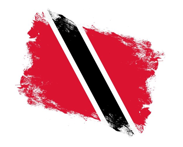 Strichpinsel gemalte Flagge von Trinidad und Tobago auf weißem Hintergrund