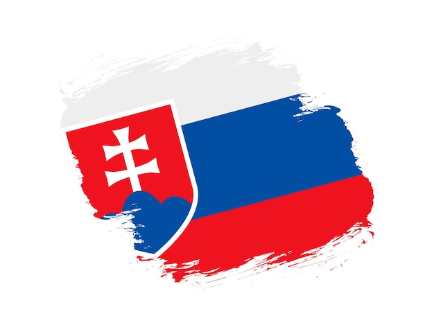 Strichpinsel strukturierte Flagge der Slowakei auf weißem Hintergrund