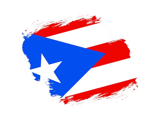 Strichpinsel strukturierte Flagge von Puerto Rico auf weißem Hintergrund