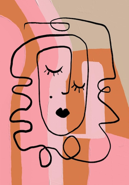 Strichzeichnungen menschliches Gesicht Kubismus Kunst inspiriert druckbare Posterdruck
