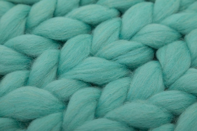 Stricken aus Naturwolle Nahaufnahme Mint Farbe