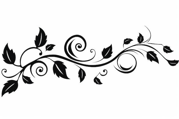 Striking Leaf Border Clipart in klassischem Schwarz-Weiß AR 32
