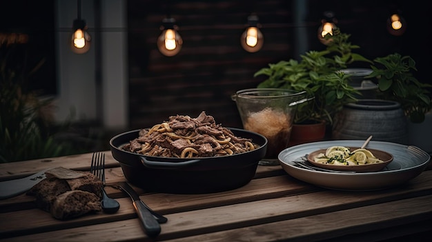 Stroganoff de carne alemana generativa ai