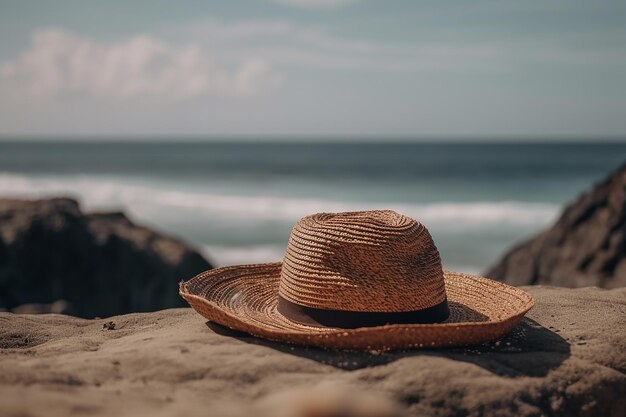 Foto strohhut am meer