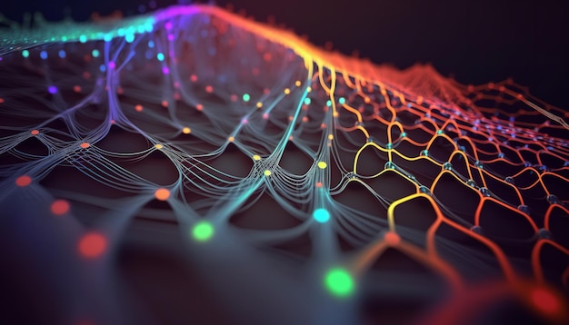 Strom verschachtelter Strings in einem großen Datenfeld Eine 3D-Darstellung des schwankenden Cyberspace Generative KI