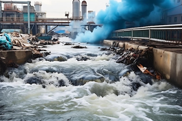 Stromfluss blauer Wasserfall Wasserdamm Wasser Industrie Natur Energie Landschaft