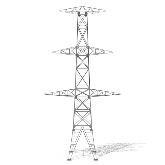 Strommast auf weißem Hintergrund 3D-Darstellung