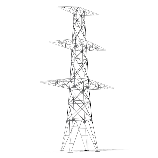 Strommast auf weißem Hintergrund 3D-Darstellung