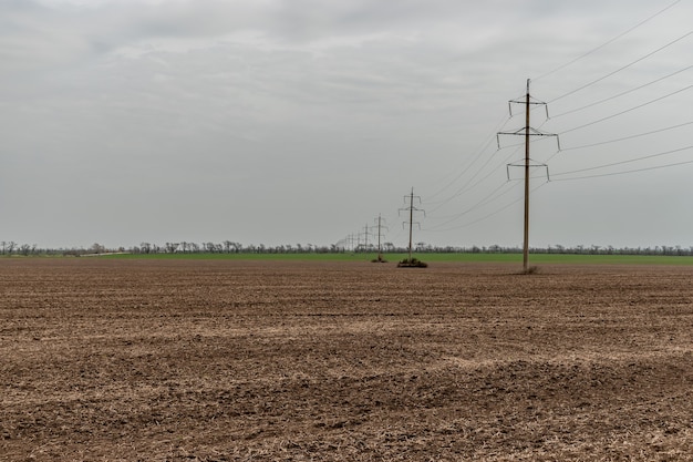 Strommasten in einem Feld