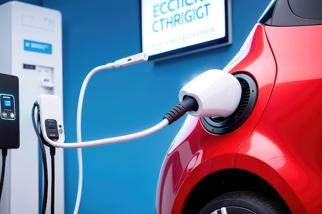 Stromversorgung für die Zukunft: Pluggedin-Ladegeräte an Ladestationen für Elektroautos, die sich für saubere und nachhaltige Elektromobilität einsetzen