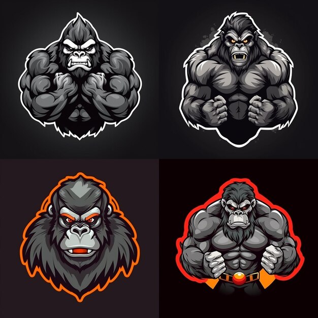 Foto strong-gorilla-maskottchen-logo-illustration isoliert 7