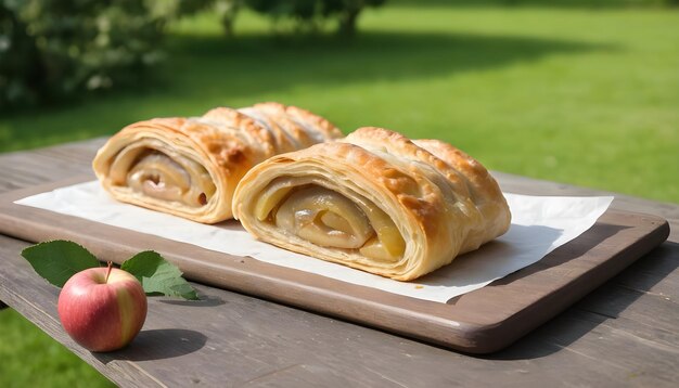 Foto strudel de bolos com maçã