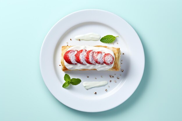 Strudel de morango com morangos vista de cima