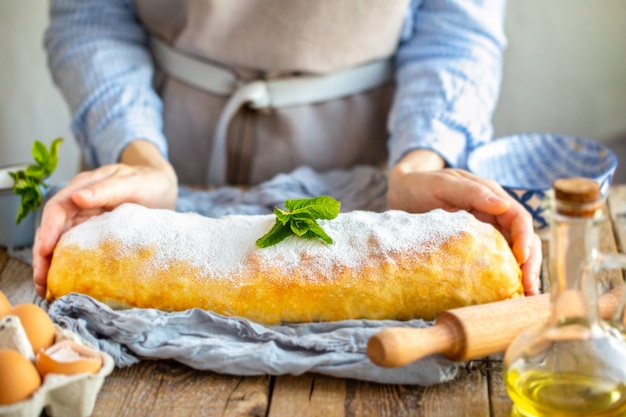 Strudel de manzana del horno