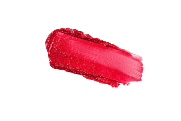 Strukturierter Abstrich von rotem Lippenstift isoliert auf weißem Hintergrund Abstrich von Lipgloss oder flüssigem Lidschatten für Design