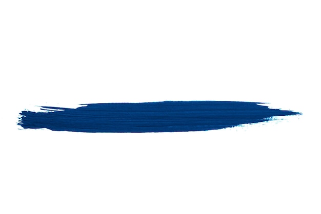 Strukturierter Pinselstrich aus blauer Farbe auf weißem Hintergrund isoliert