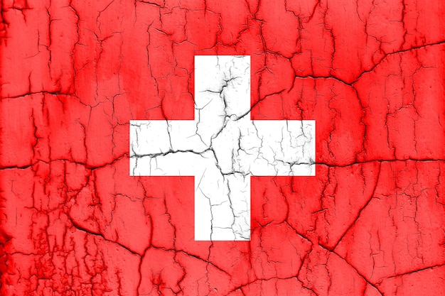 Strukturiertes Foto der Flagge der Schweiz mit Rissen