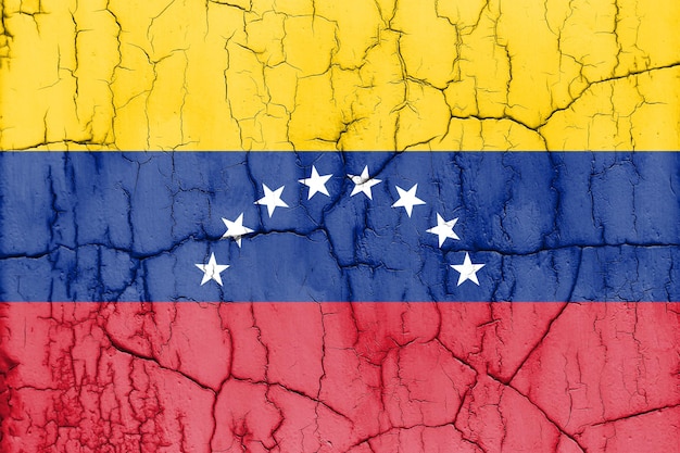 Strukturiertes Foto der Flagge Venezuelas mit Rissen