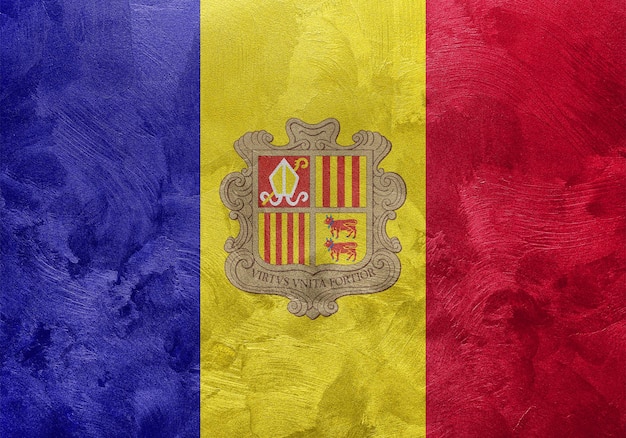 Strukturiertes Foto der Flagge von Andorra