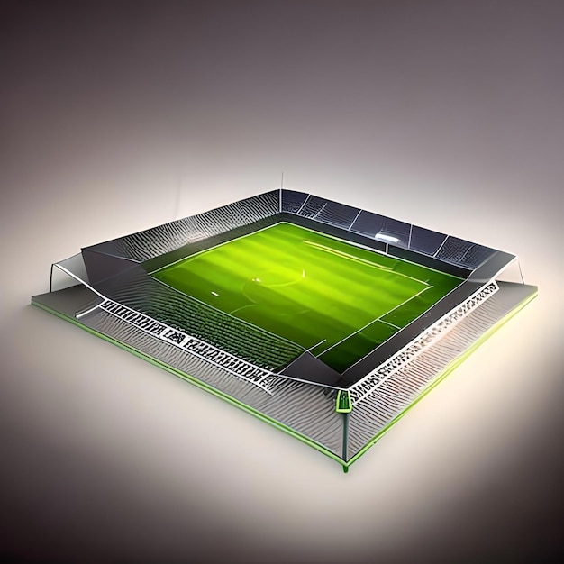 Strukturiertes Fußballspielfeld mit Neonnebel-Mittelfeld