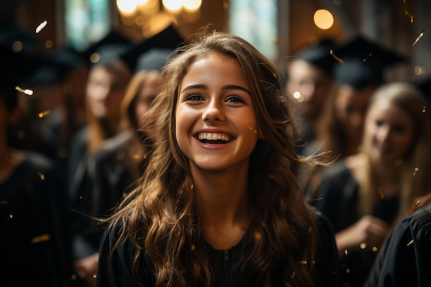 Student akademische Hochschulbildung Absolventen der Universität junge Frau Abschluss Person glückliche Kinder