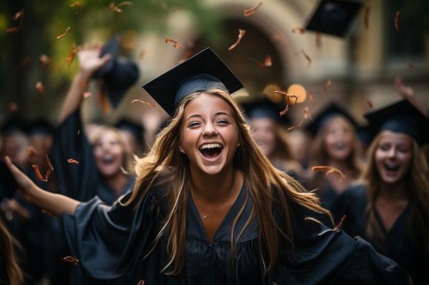 Student akademische Hochschulbildung Absolventen der Universität junge Frau Abschluss Person glückliche Kinder